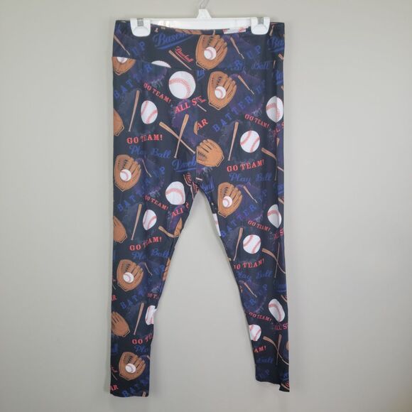 Dren Designs Baseball Theme Polyester Spandex Ankle‎ Leggings Plus Size One Size - Picture 1 of 6